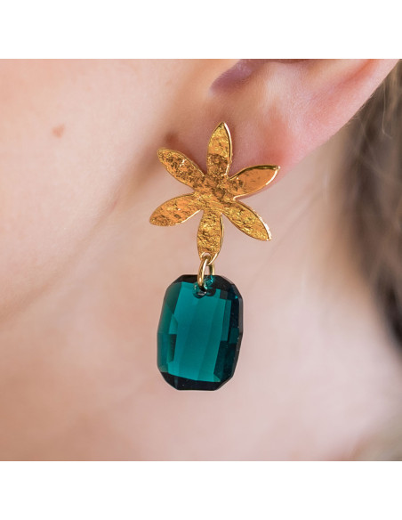 Boucles d'oreilles Louise Emeraude - Clarance Bijoux - Comptoir Doré