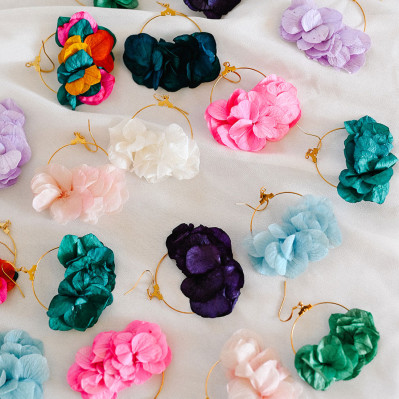 Boucles d'oreilles Liv hortensias stabilisées - Bellemond - Comptoir Doré