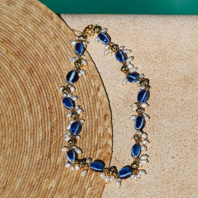 Collier Marianna Bleu - Beurlie - Comptoir Doré
