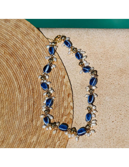 Collier Marianna Bleu - Beurlie - Comptoir Doré