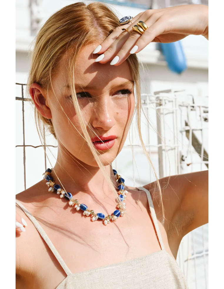 Collier Marianna Bleu - Beurlie - Comptoir Doré