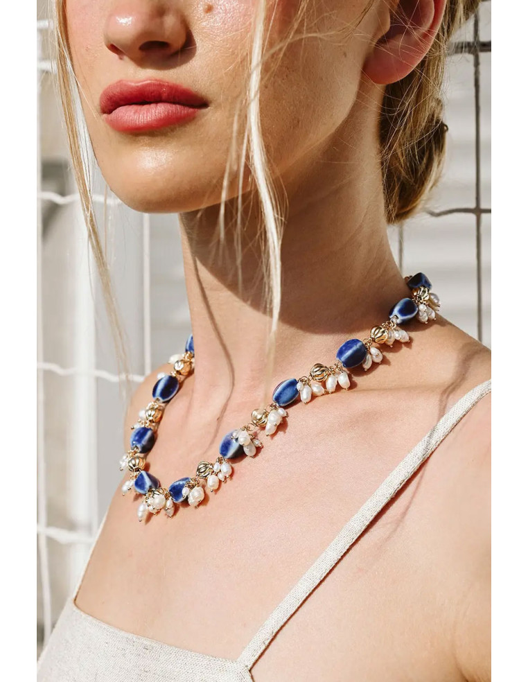 Collier Marianna Bleu - Beurlie - Comptoir Doré