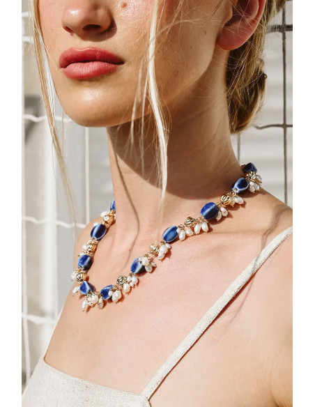 Collier Marianna Bleu - Beurlie - Comptoir Doré