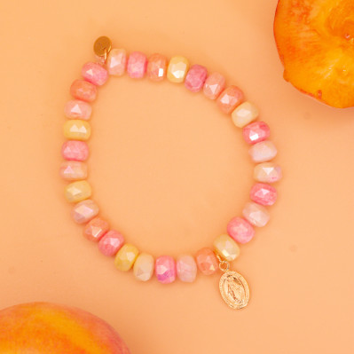 Bracelet Coco Pêche médaille miraculeuse - perles collier de bonbons - Comptoir Doré