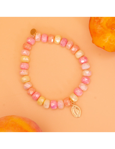Bracelet Coco Pêche médaille miraculeuse - perles collier de bonbons - Comptoir Doré