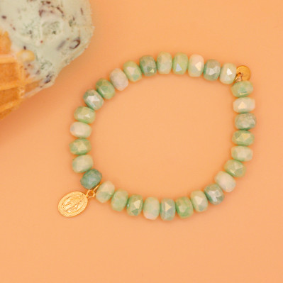 Bracelet Coco Menthe Verte médaille miraculeuse - perles collier de bonbons - Comptoir Doré