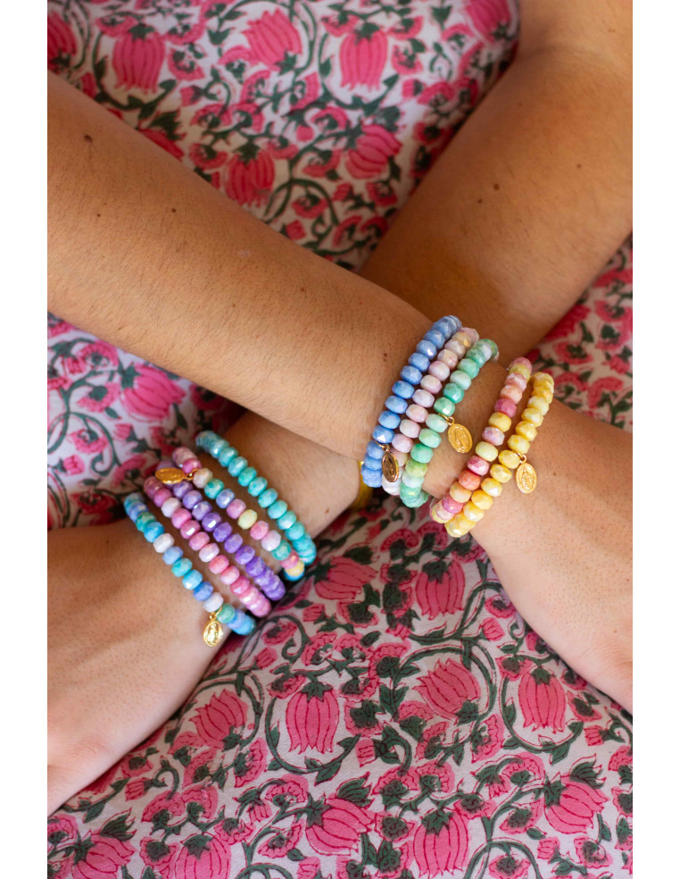 Bracelet Coco Menthe Bleue - effet collier de bonbons - Comptoir Doré