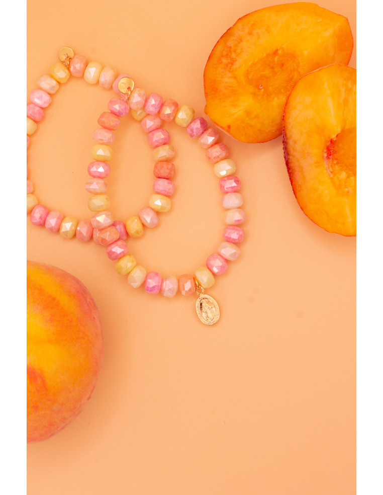 Bracelet Coco Pêche - effet collier de bonbons - Comptoir Doré