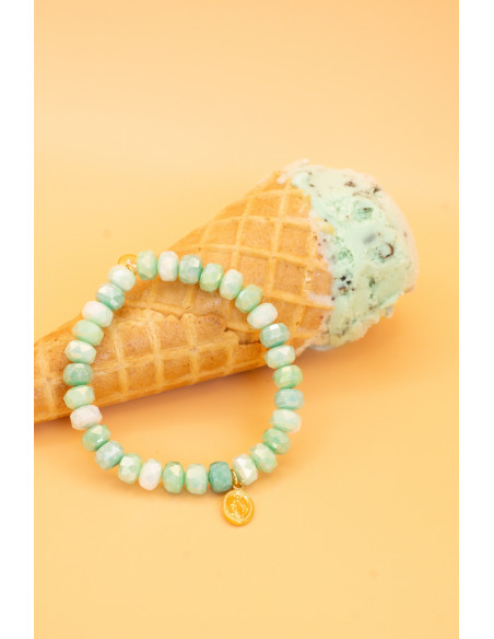 Bracelet Coco Menthe Verte médaille miraculeuse - perles collier de bonbons - Comptoir Doré