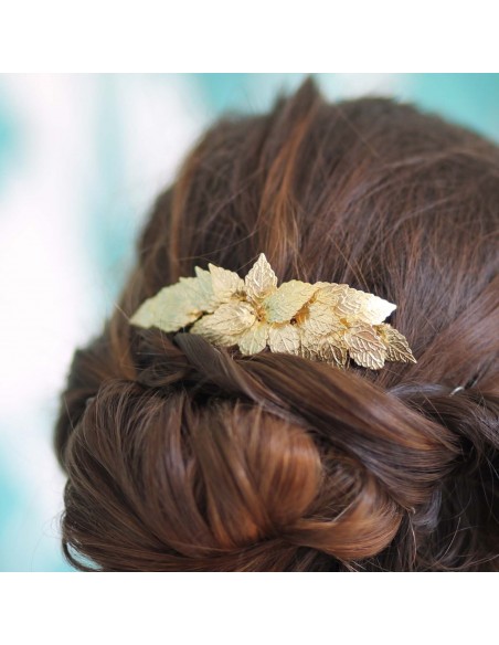 Peigne Adonis - peigne feuilles dorées - Comptoir Doré	