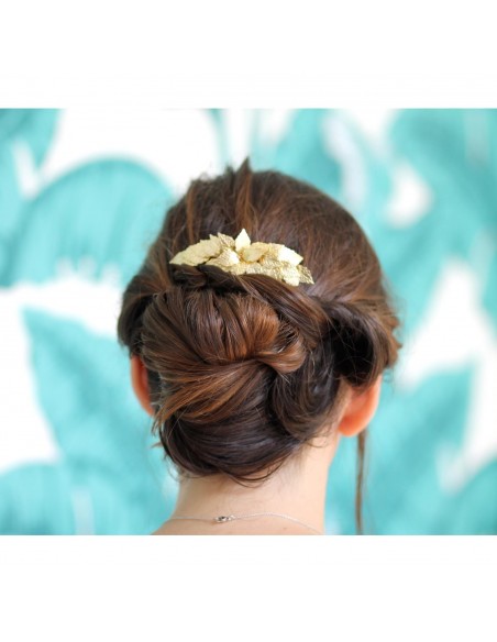 Peigne Adonis - peigne feuilles dorées - Comptoir Doré	