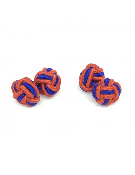 Boutons de manchette passementerie orange et bleu - Comptoir Doré