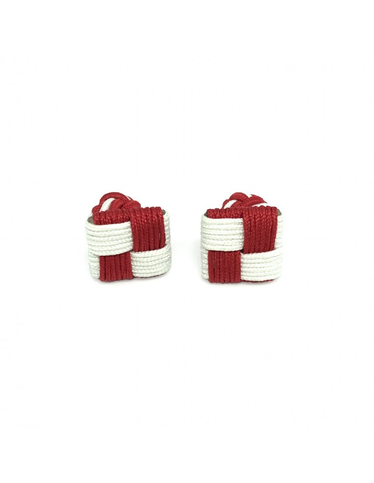 Boutons de manchette passementerie Carrés Rouge et Blanc - Comptoir Doré