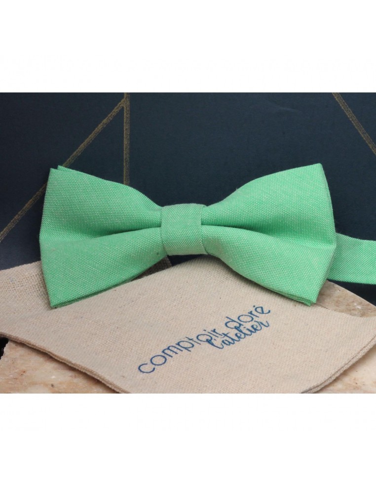 Noeud Papillon Gaston Chambray Vert - Comptoir Doré