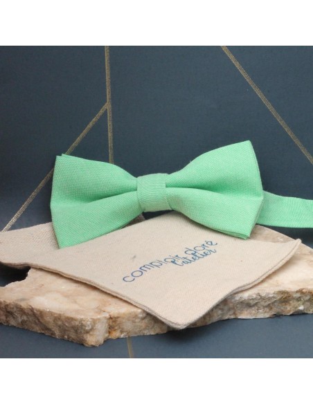 Noeud Papillon Gaston Chambray Vert - Comptoir Doré