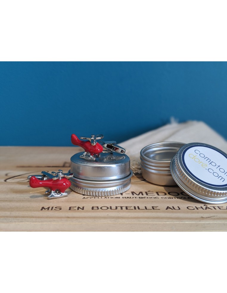 Boutons de manchette Hélico Rouge - Comptoir Doré