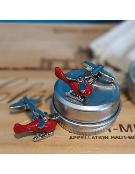 Boutons de manchette Hélico Rouge - Comptoir Doré