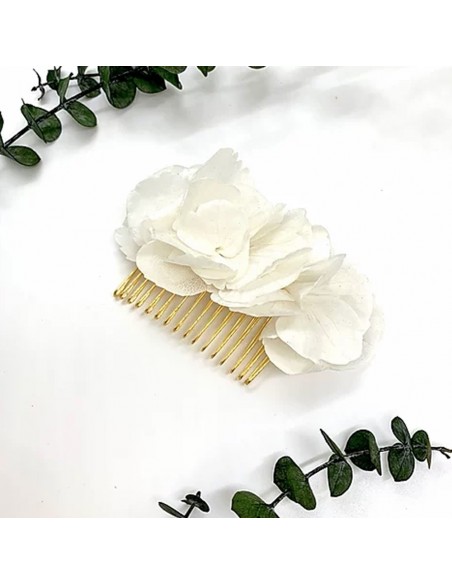 Peigne White - hortensias blancs stabilisés - BFlower - Comptoir Doré