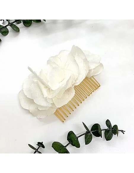 Peigne White - hortensias blancs stabilisés - BFlower - Comptoir Doré