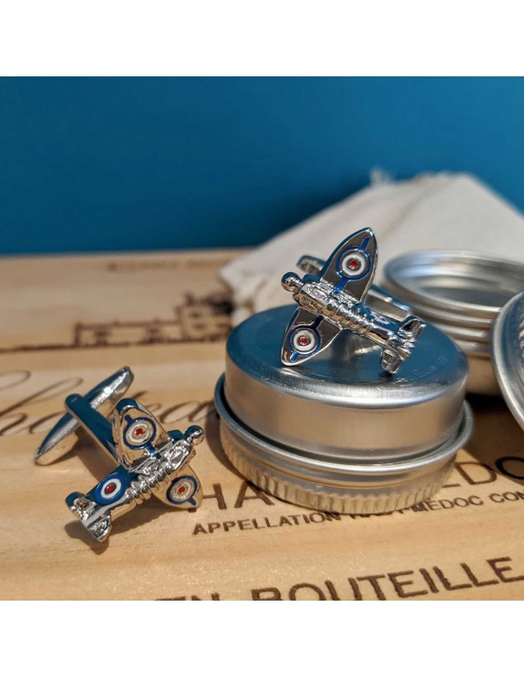 Boutons de manchette Avion rétro Spitfire - Comptoir Doré