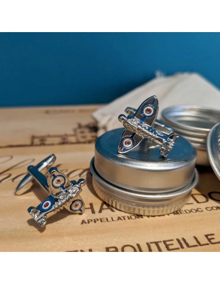 Boutons de manchette Avion rétro Spitfire - Comptoir Doré