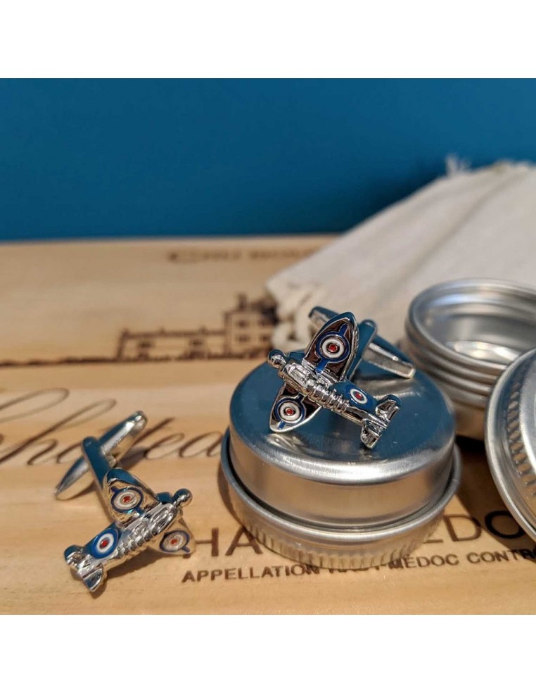 Boutons de manchette Avion rétro Spitfire - Comptoir Doré