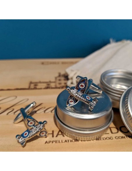 Boutons de manchette Avion rétro Spitfire - Comptoir Doré