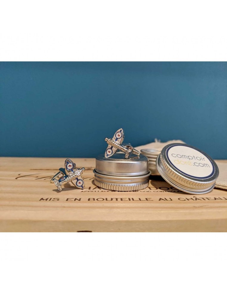 Boutons de manchette Avion rétro Spitfire - Comptoir Doré