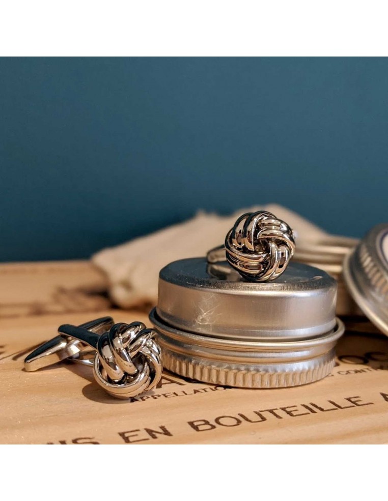 Boutons de manchette Passementerie métal argenté - Comptoir Doré