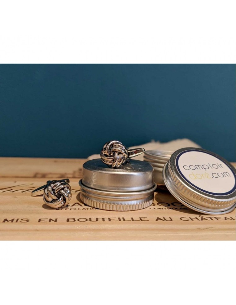 Boutons de manchette Passementerie métal argenté - Comptoir Doré