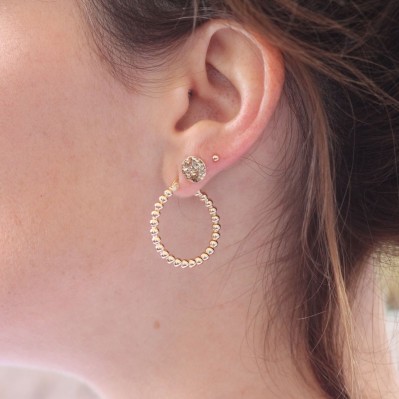 Boucles d'oreilles clou argent rhodié rond de nacre Ref. 47935