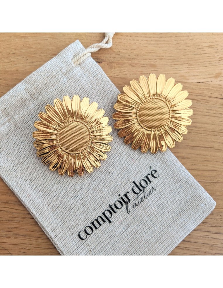 Barrette marguerite dorée - Comptoir Doré