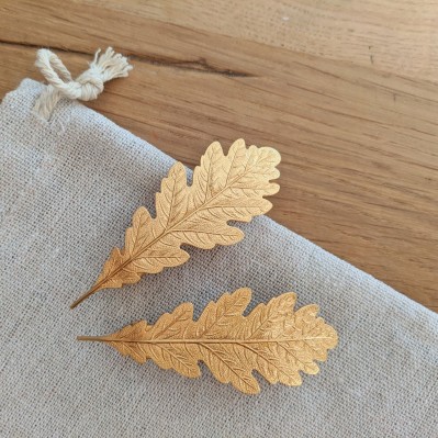 Paire De Barrettes Feuilles En Métal Vieilli Noir - Taille Unique - Style Diadème/bibi - Occasion