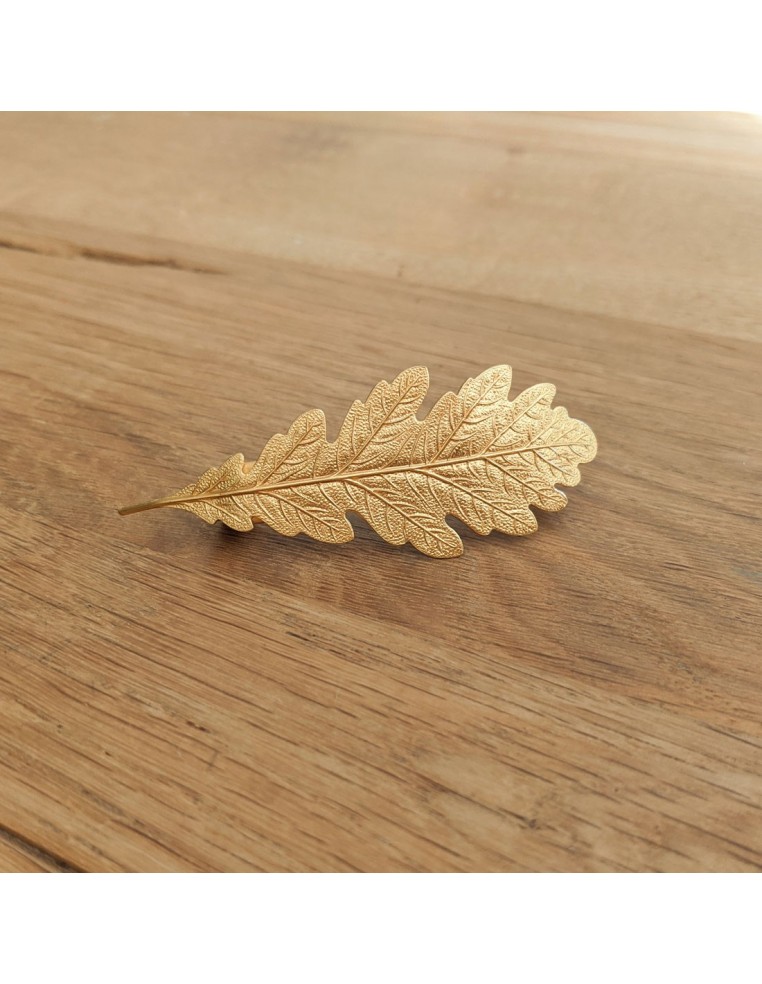 Barrette feuille chêne dorée Silvia - Comptoir Doré