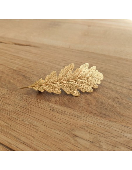 Barrette feuille chêne dorée Silvia - Comptoir Doré