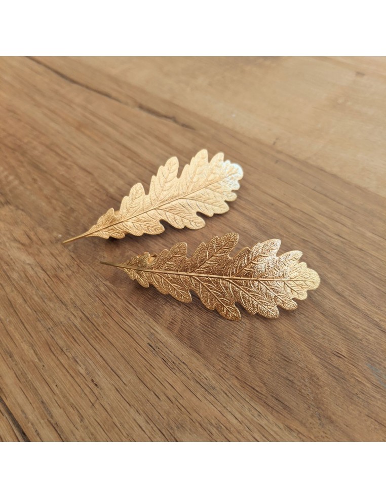 Barrette feuille chêne dorée Silvia - Comptoir Doré