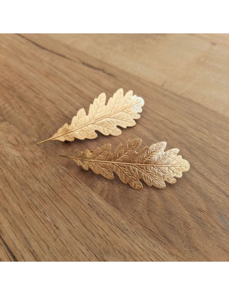 Barrette feuille chêne dorée Silvia - Comptoir Doré