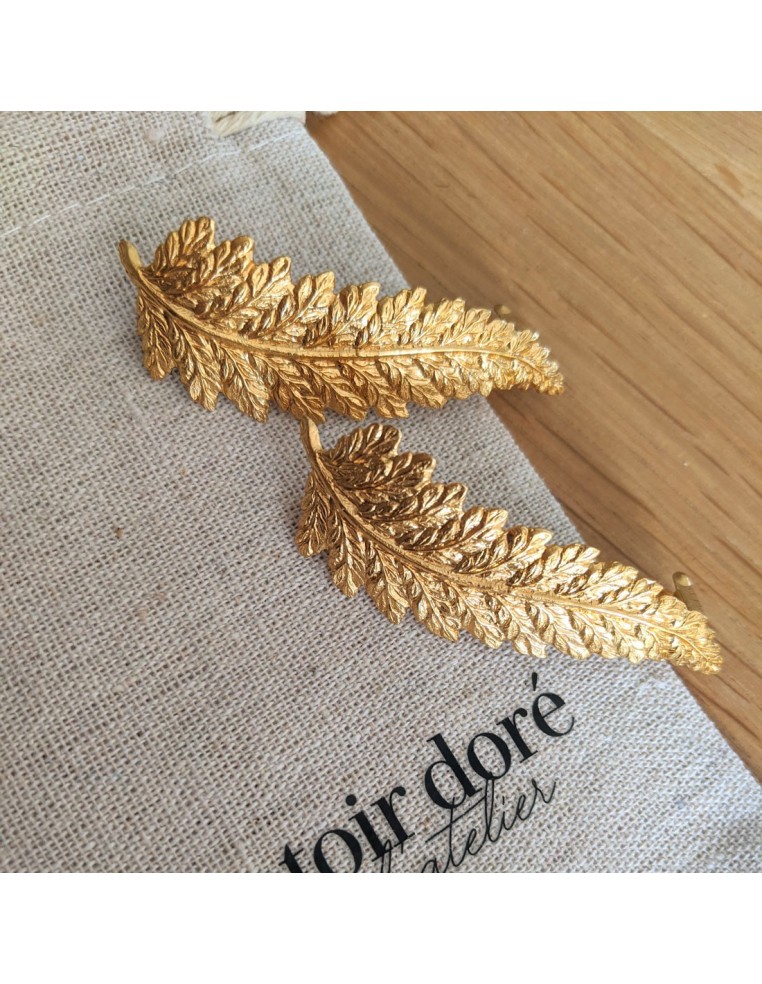 Barrette feuille dorée Tara - Comptoir Doré