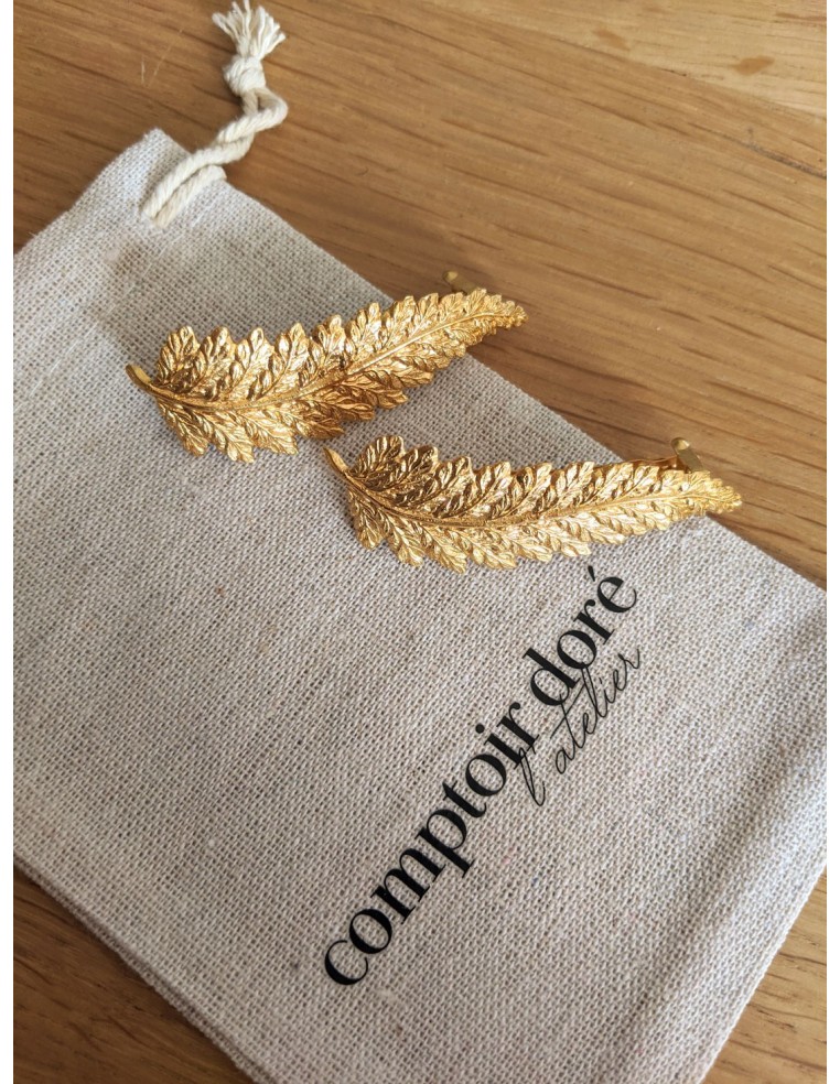 Barrette feuille dorée Tara - Comptoir Doré