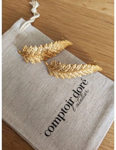 Barrette feuille dorée Tara - Comptoir Doré