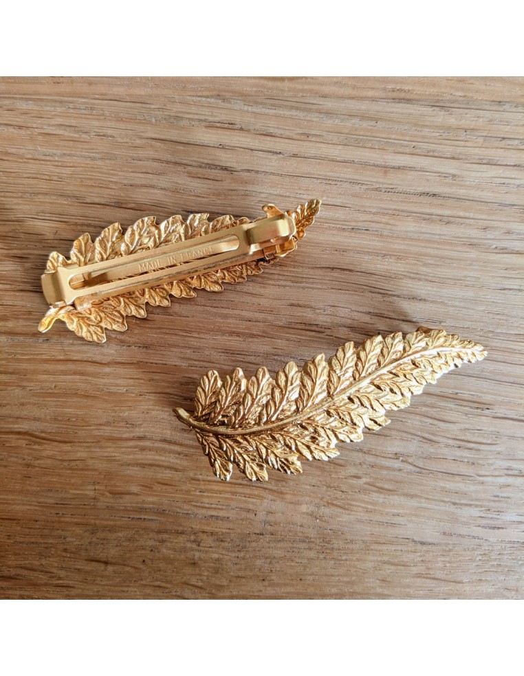 Barrette feuille dorée Tara - Comptoir Doré