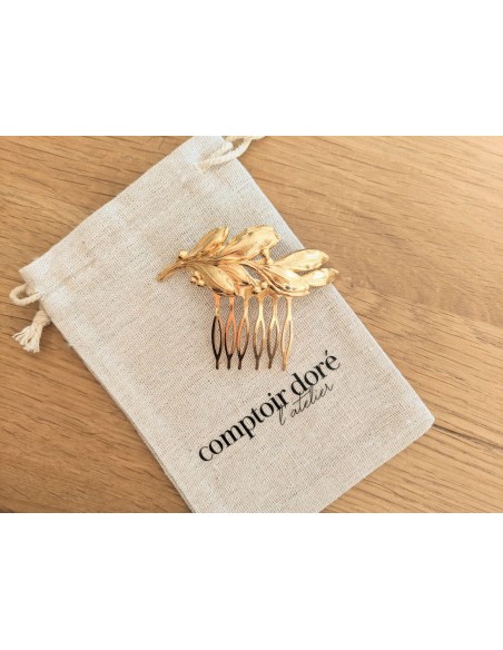 Peigne feuilles dorées - Comptoir Doré