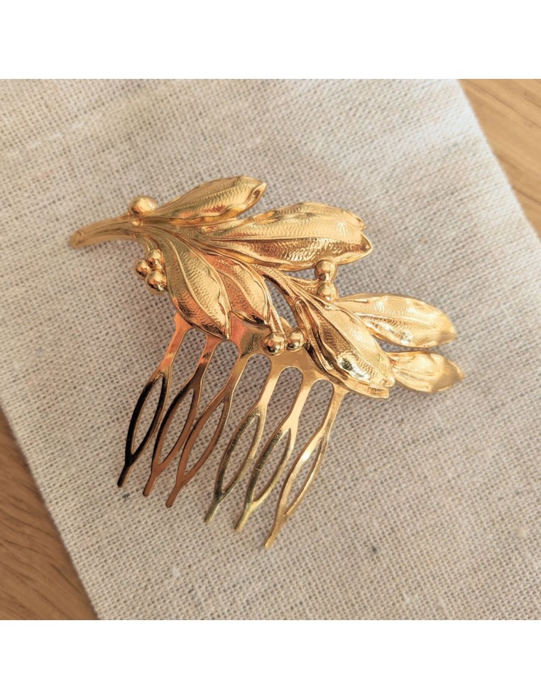 Peigne feuilles d'olivier doré - Comptoir Doré