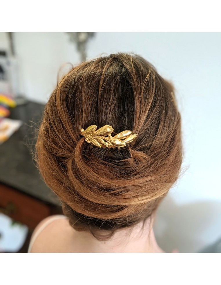 Peigne feuilles d'olivier doré - Comptoir Doré