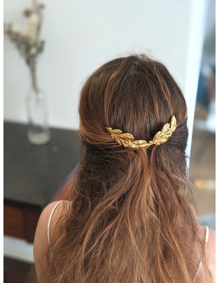 Double peigne feuilles dorées - Comptoir Doré