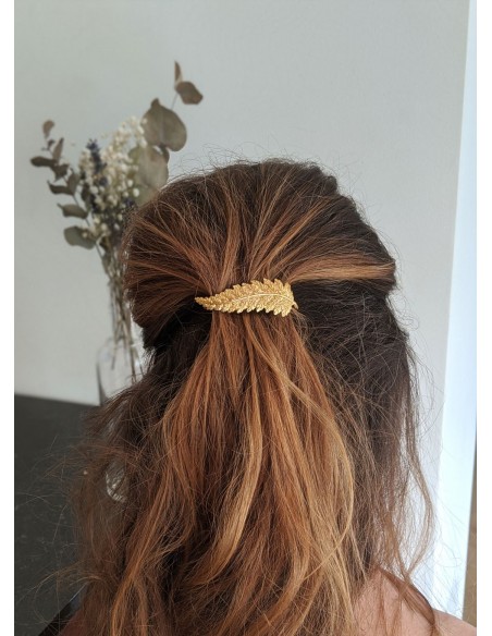 Barrette feuille dorée Tara - Comptoir Doré