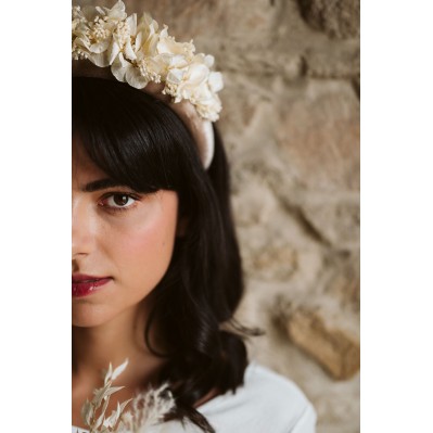 Serre-tête / Diadème En Velours Beige - Taille Unique Femme - Occasion